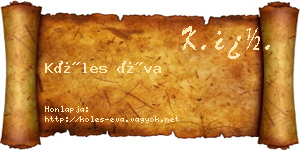 Köles Éva névjegykártya